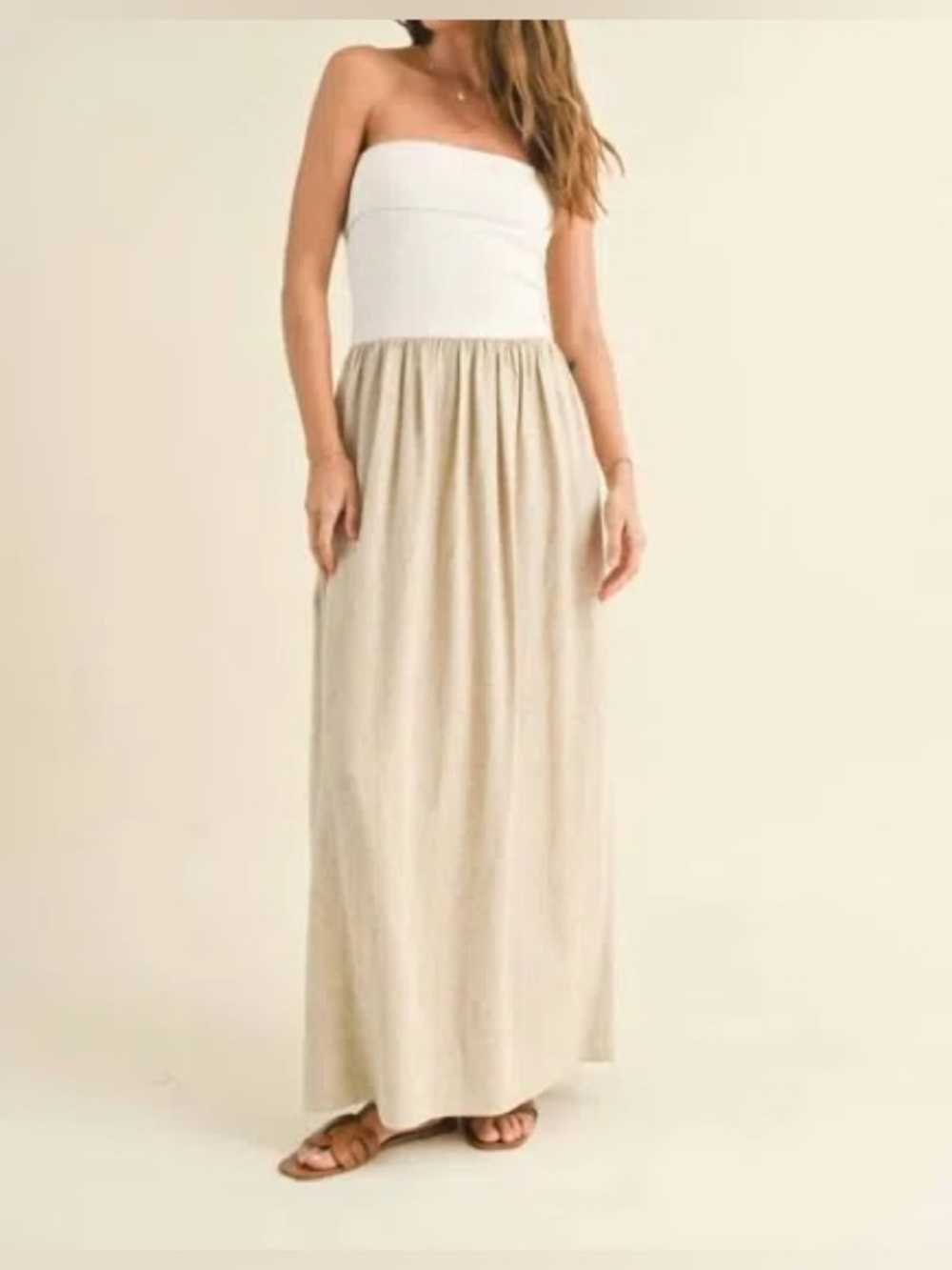 Miou Muse Classic Cream Maxi Dress, size L
